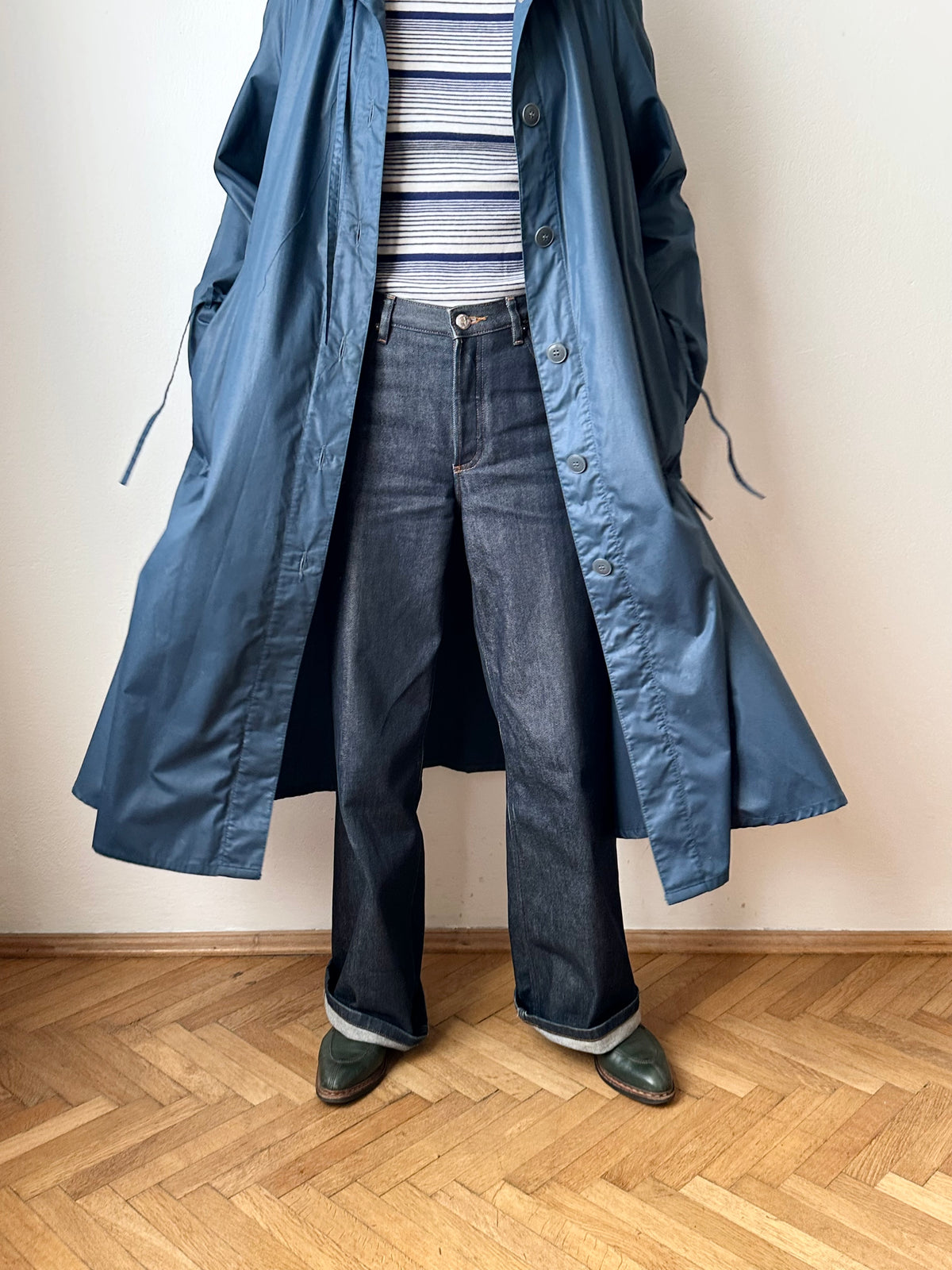 70-80s Austria steel blue raincoat