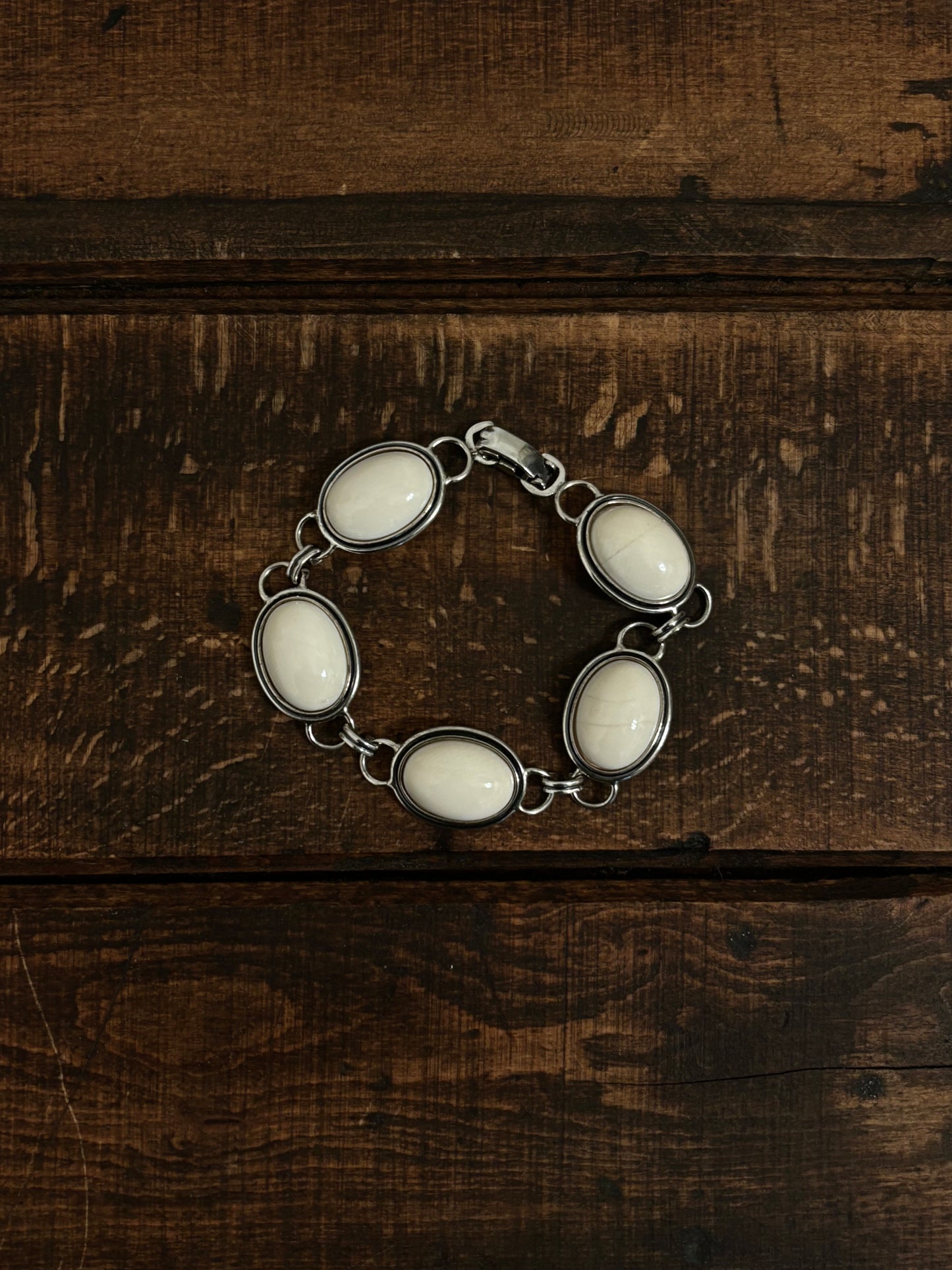 German 835 white resin silver bracelet