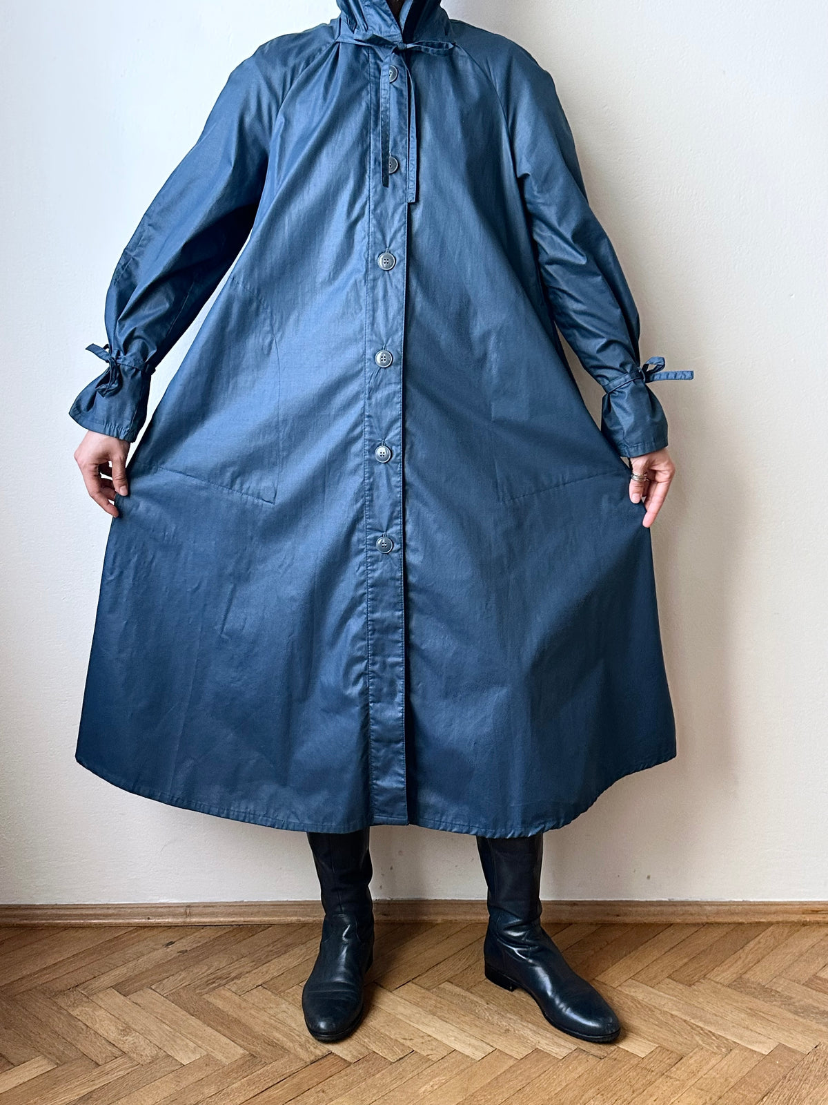 70-80s Austria steel blue raincoat