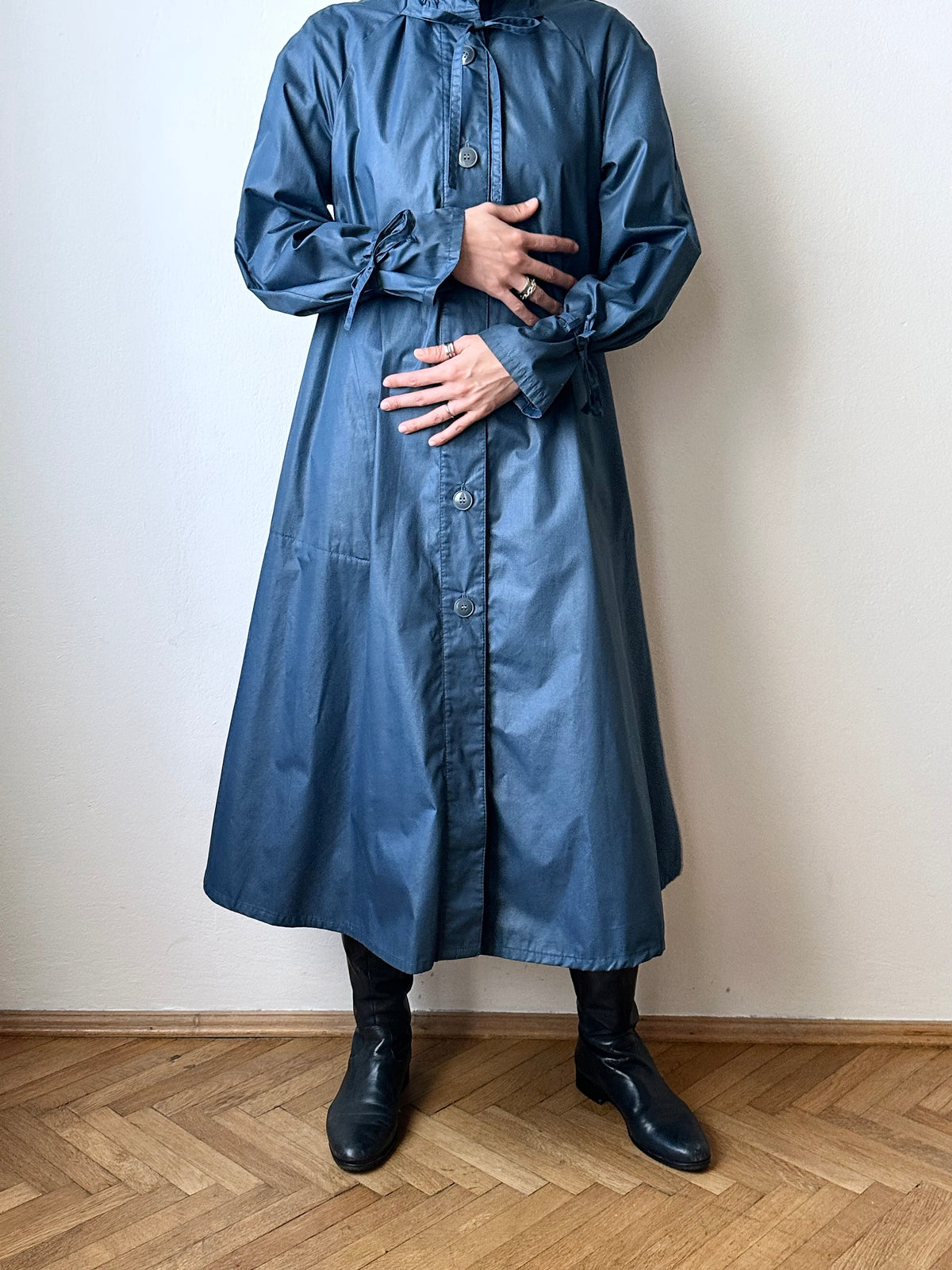 70-80s Austria steel blue raincoat