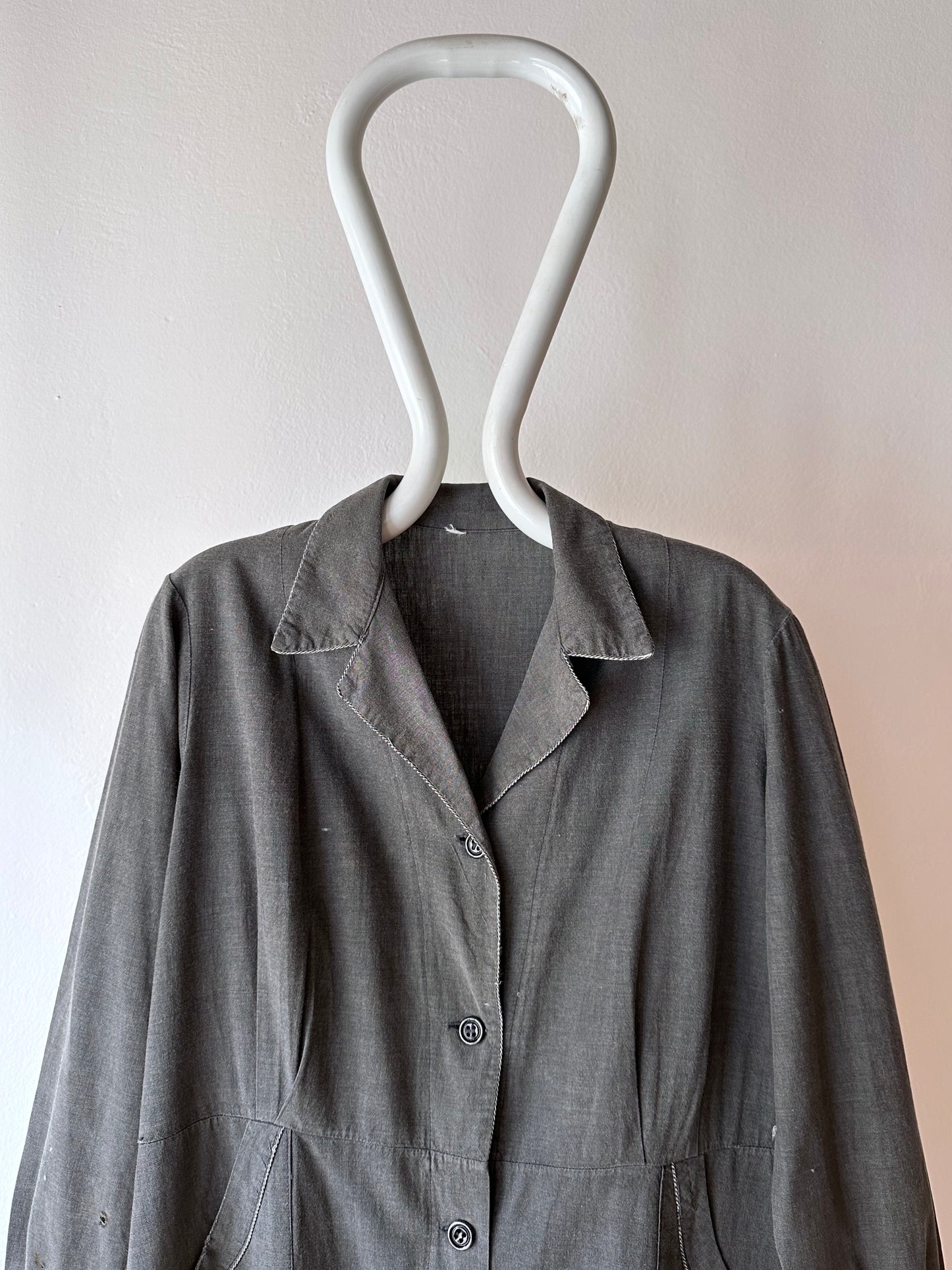 French vintage black chambray shirt dress