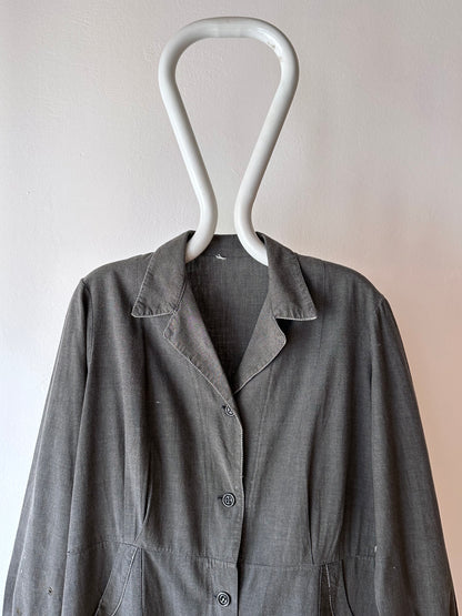 French vintage black chambray shirt dress