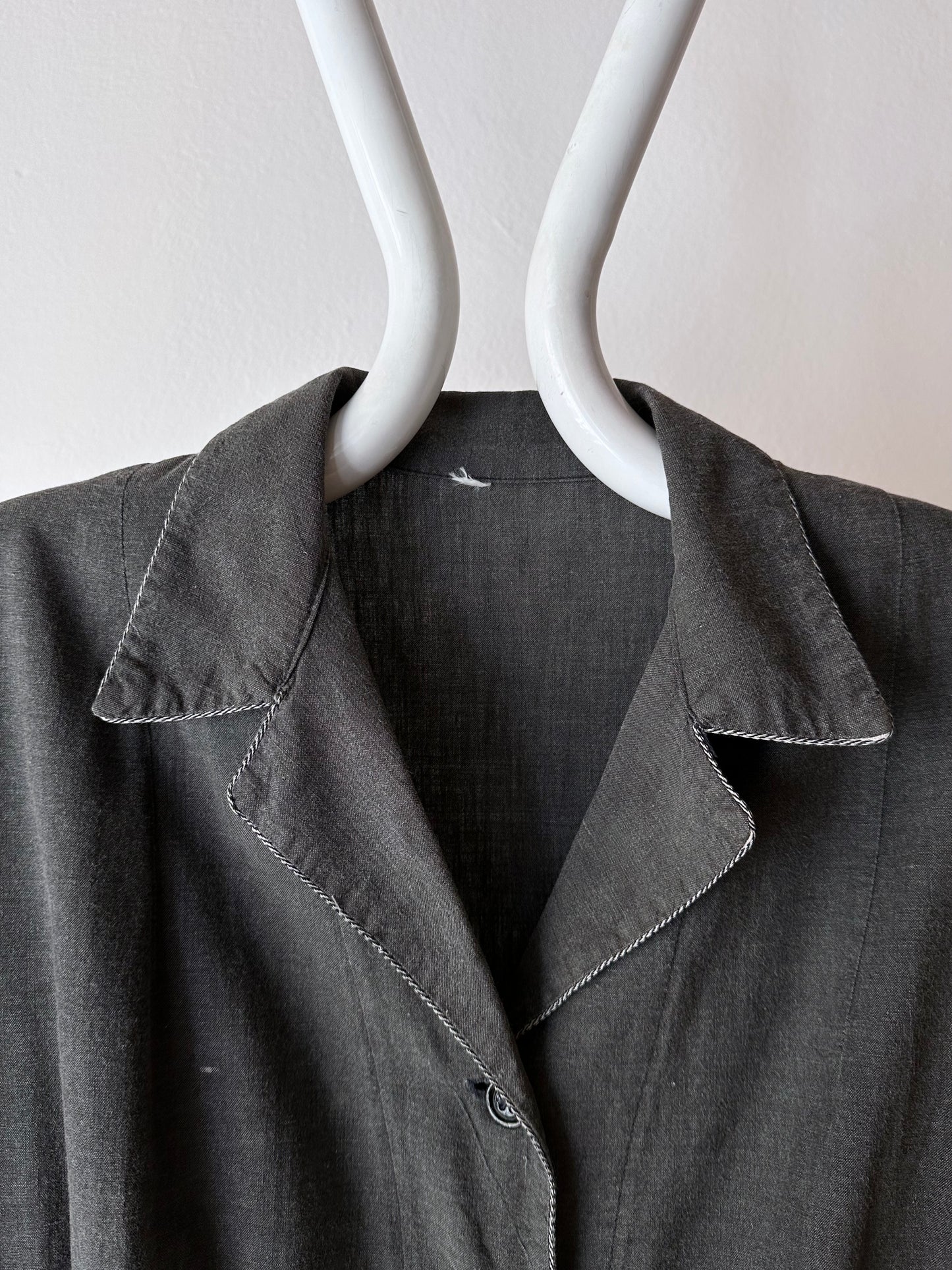 French vintage black chambray shirt dress