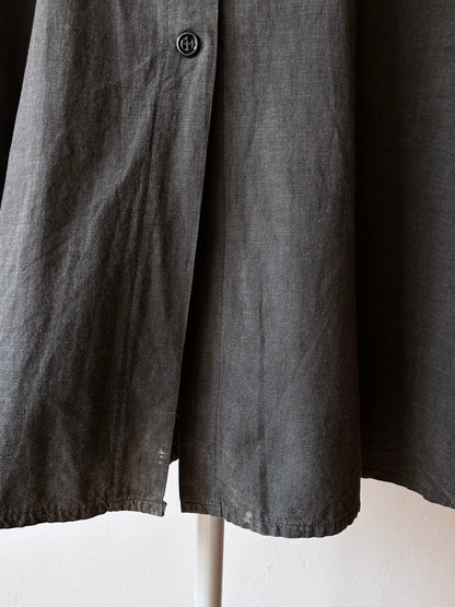 French vintage black chambray shirt dress