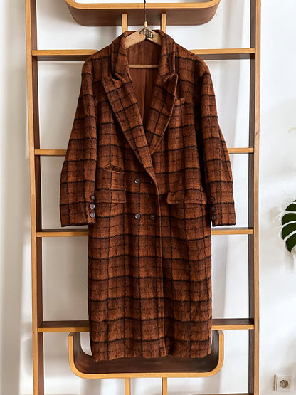 70s Czechoslovakia plaid coat