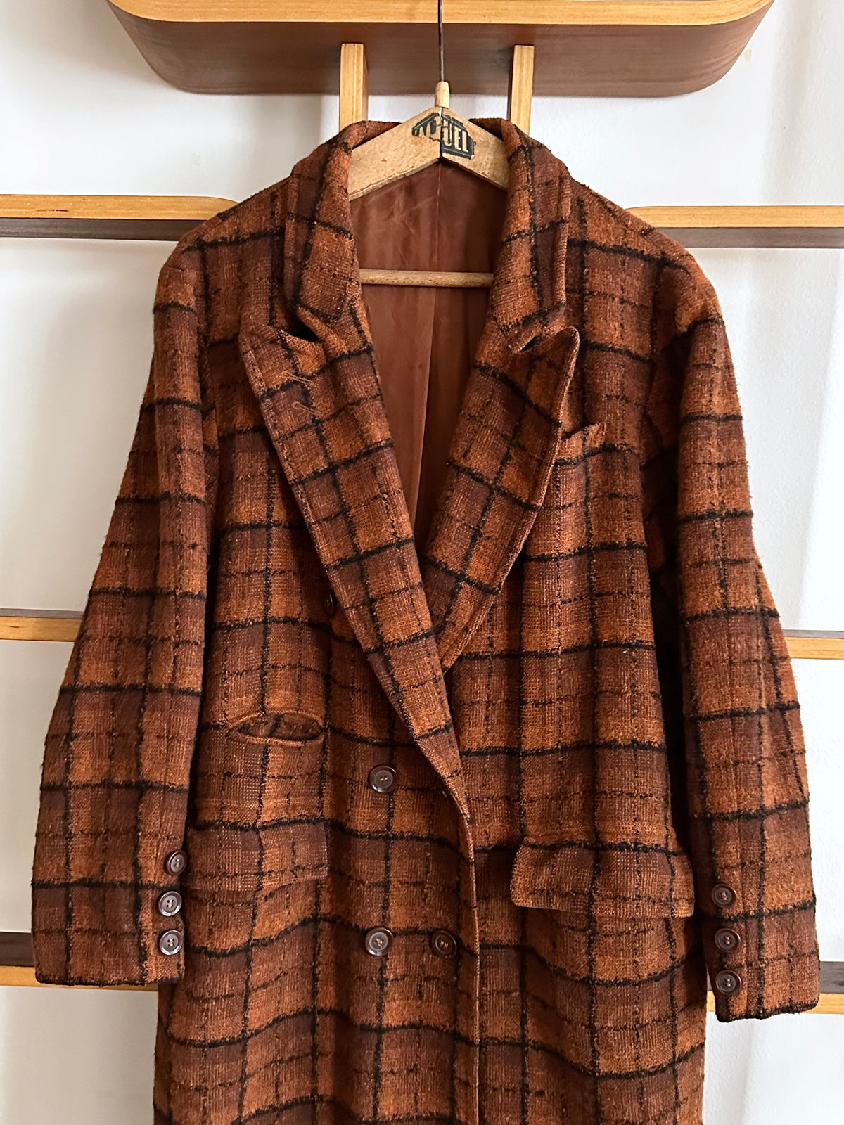 70s Czechoslovakia plaid coat