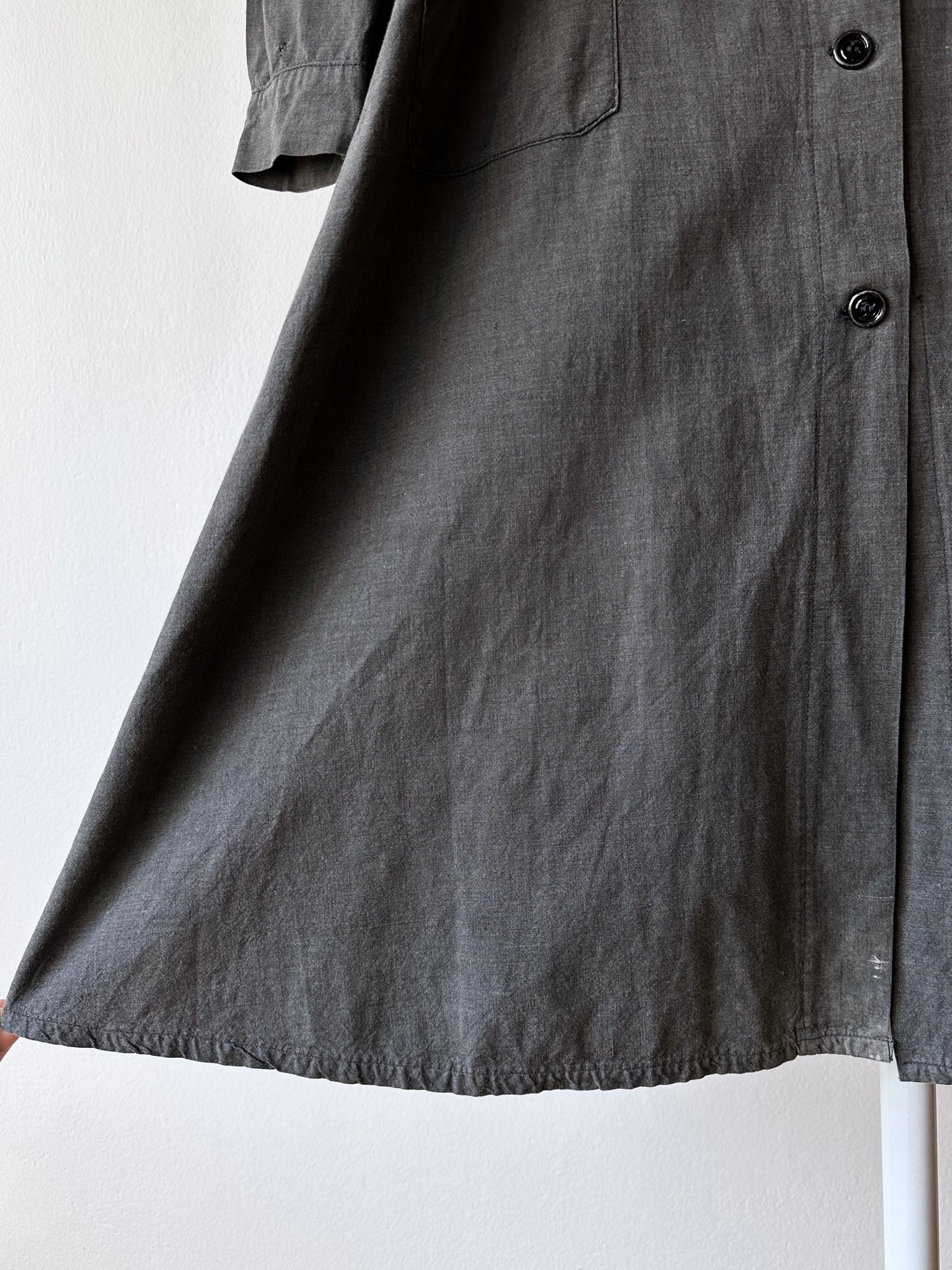 French vintage black chambray shirt dress
