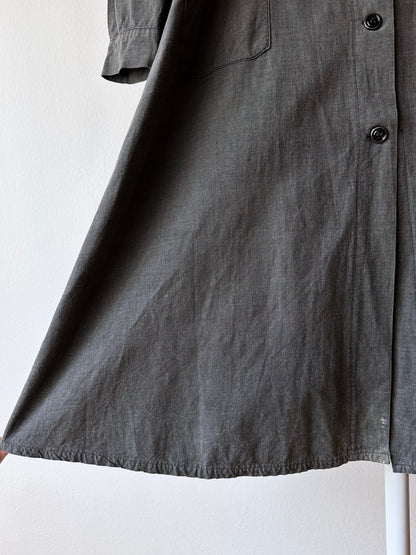 French vintage black chambray shirt dress