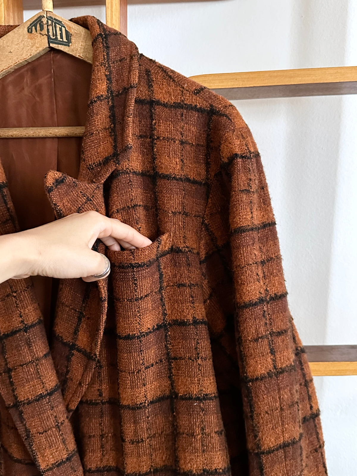 70s Czechoslovakia plaid coat