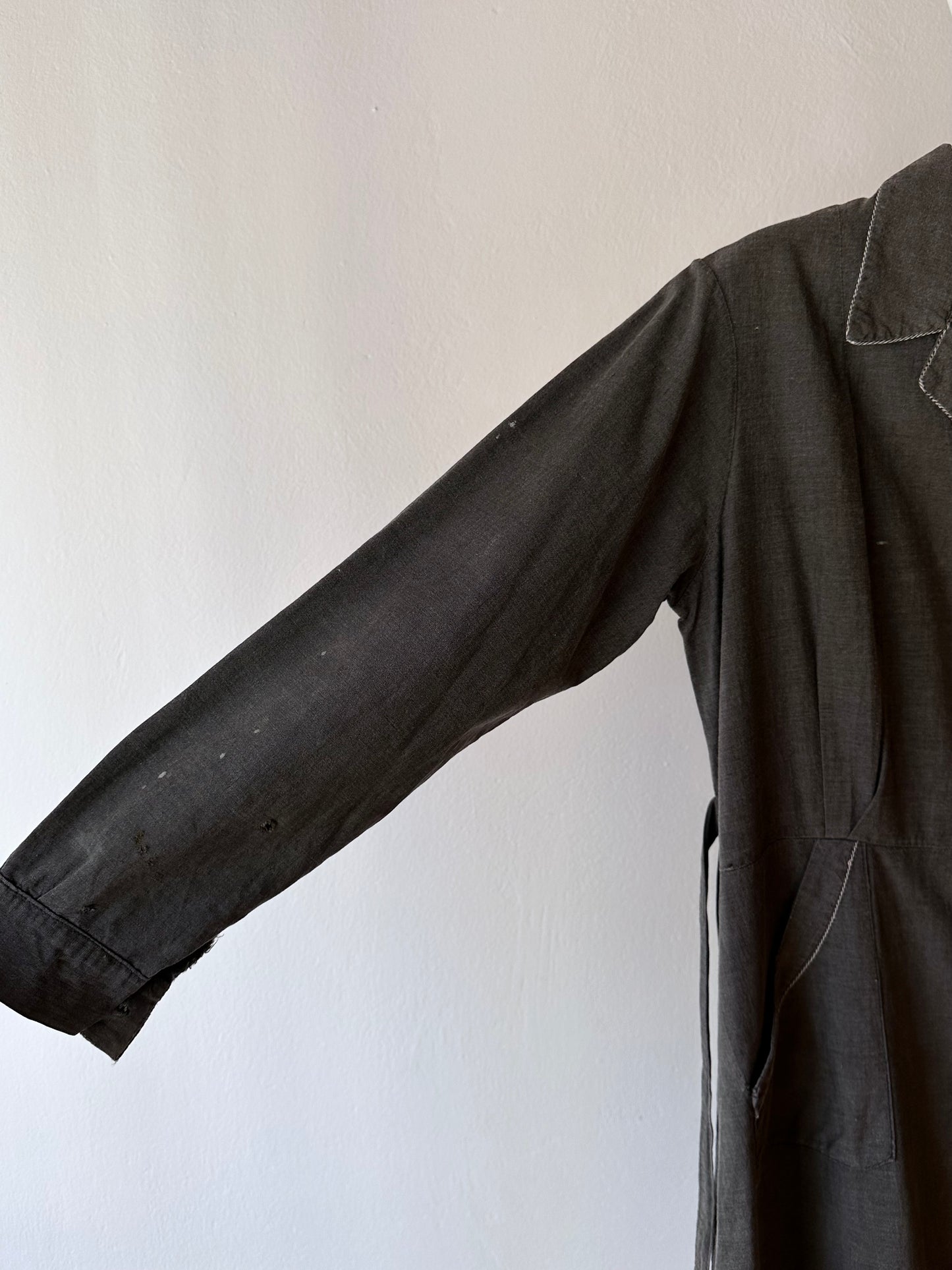 French vintage black chambray shirt dress