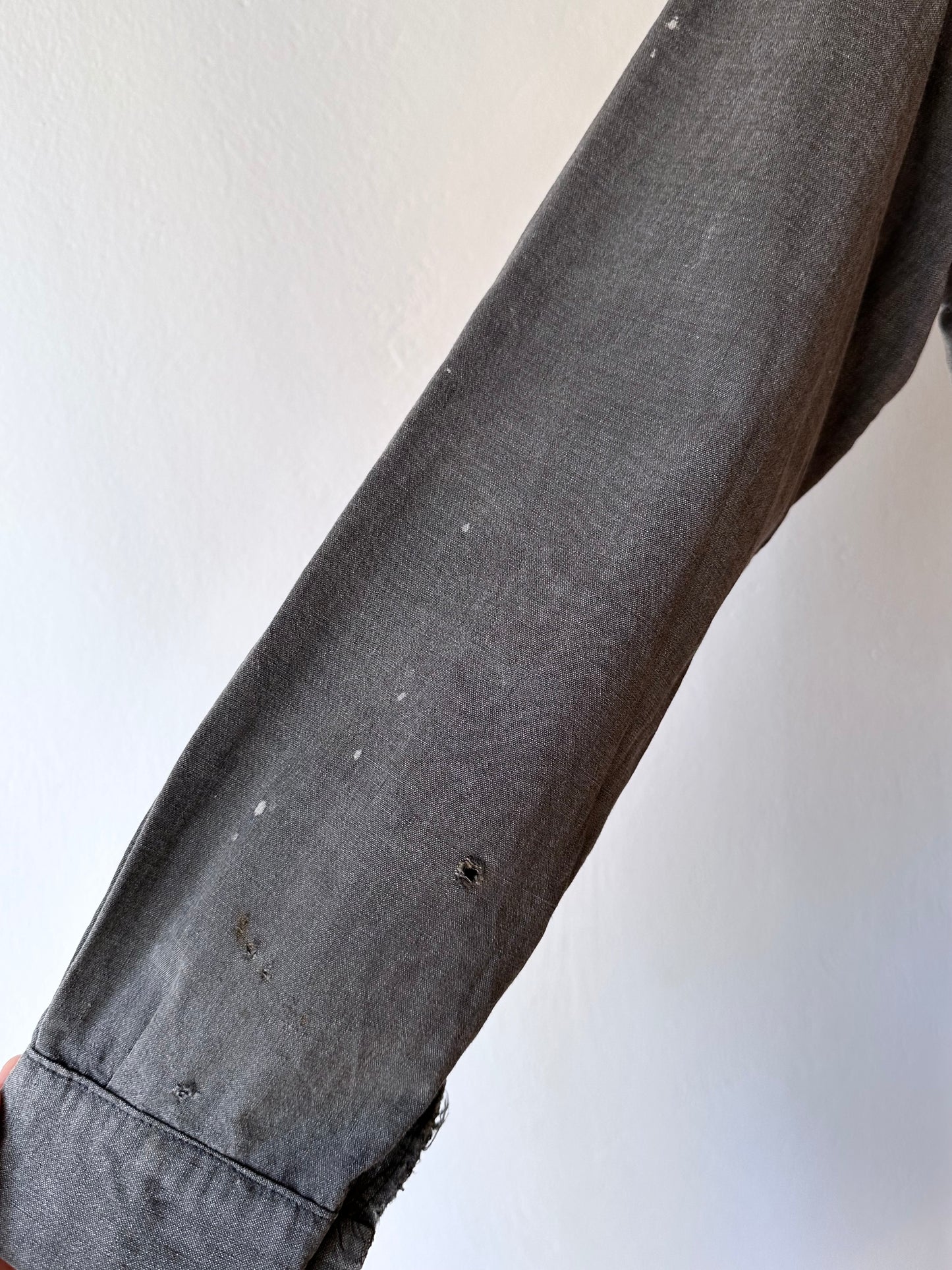 French vintage black chambray shirt dress