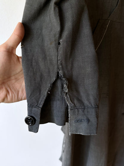 French vintage black chambray shirt dress