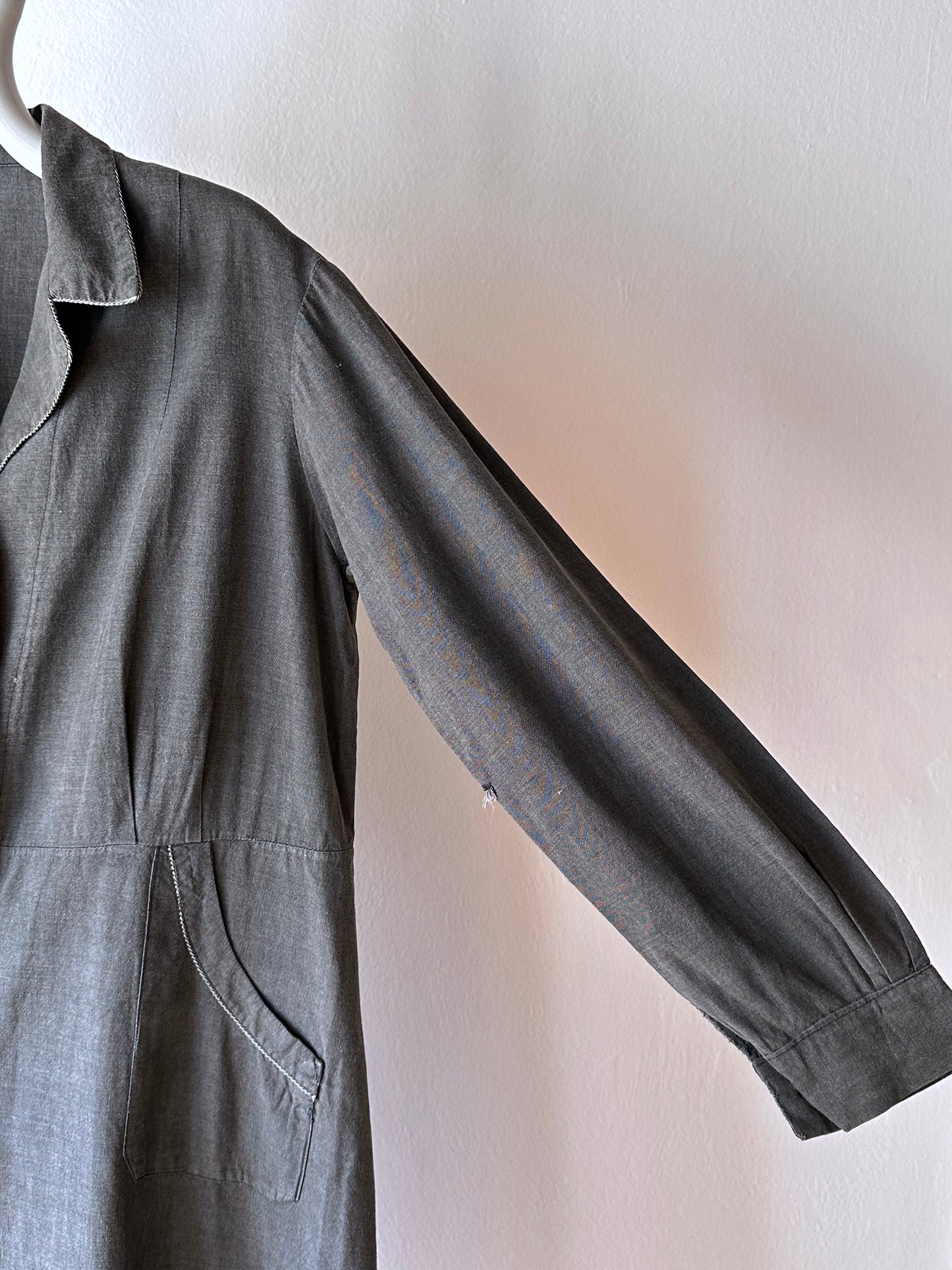 French vintage black chambray shirt dress