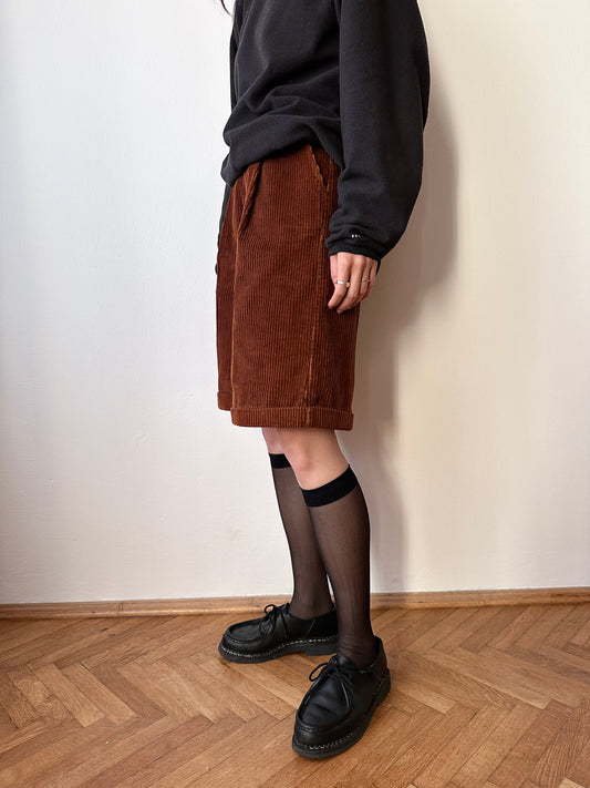 brown corduroy half slacks