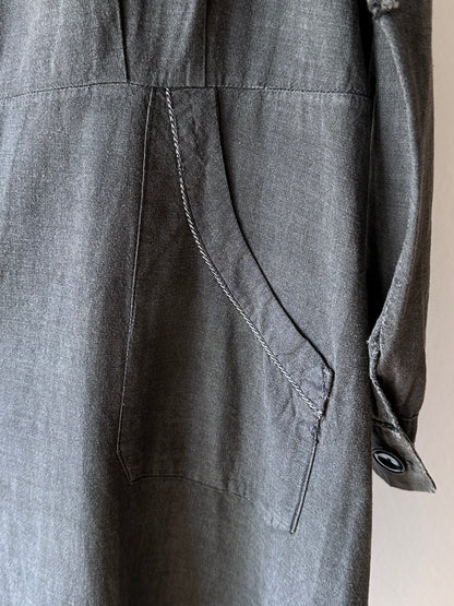 French vintage black chambray shirt dress