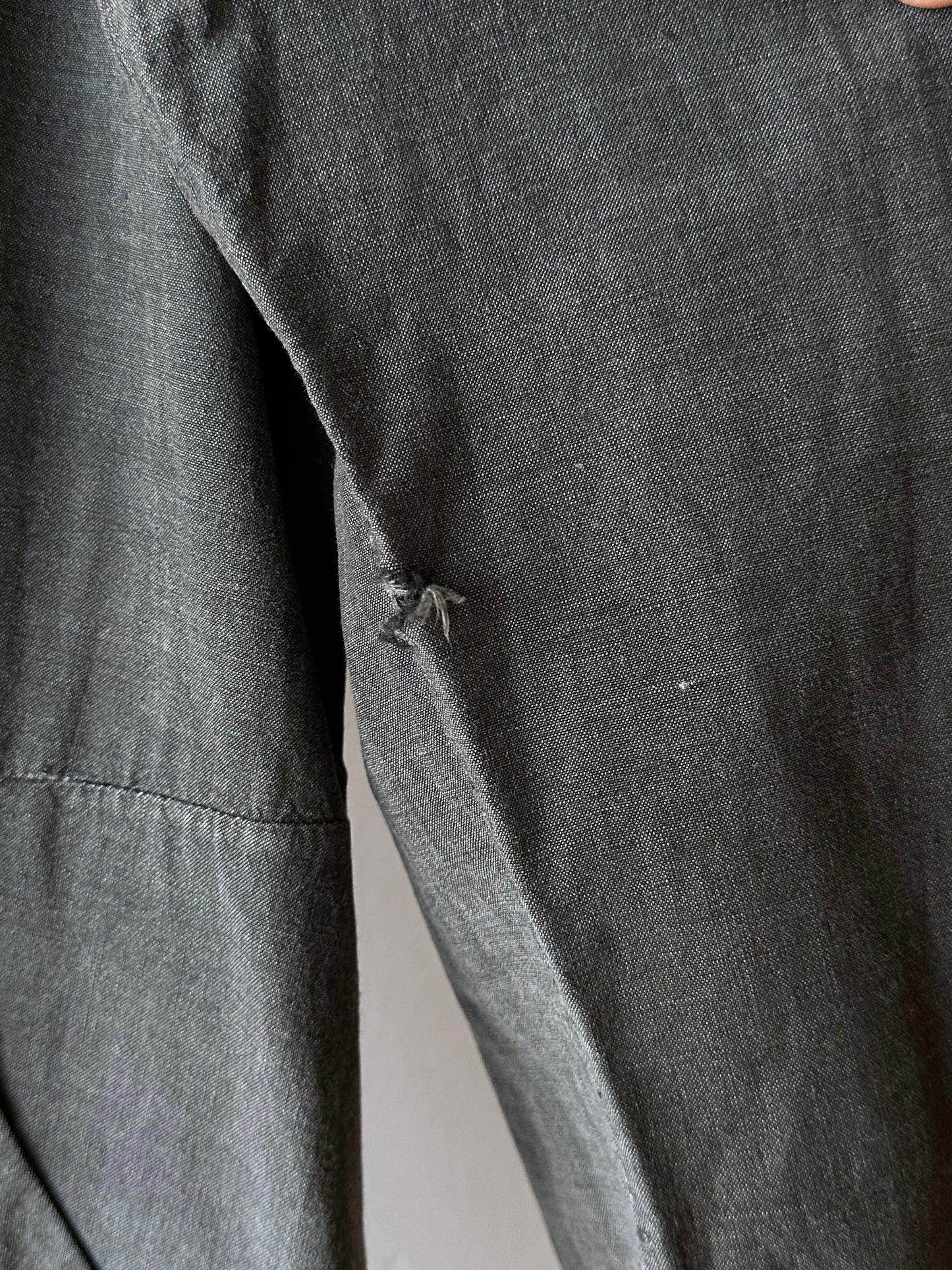 French vintage black chambray shirt dress