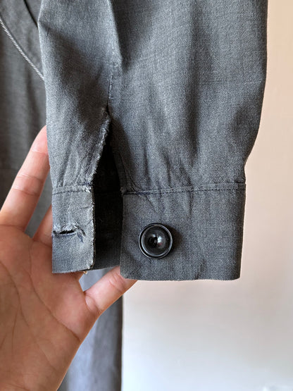 French vintage black chambray shirt dress