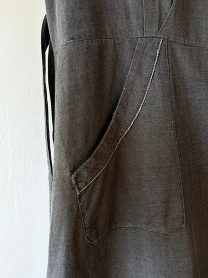 French vintage black chambray shirt dress