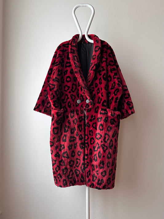 A.P.F de Paris made in France APF faux fur eco imitation fur acryl acrylic coat jacket red leopard フェイクファー