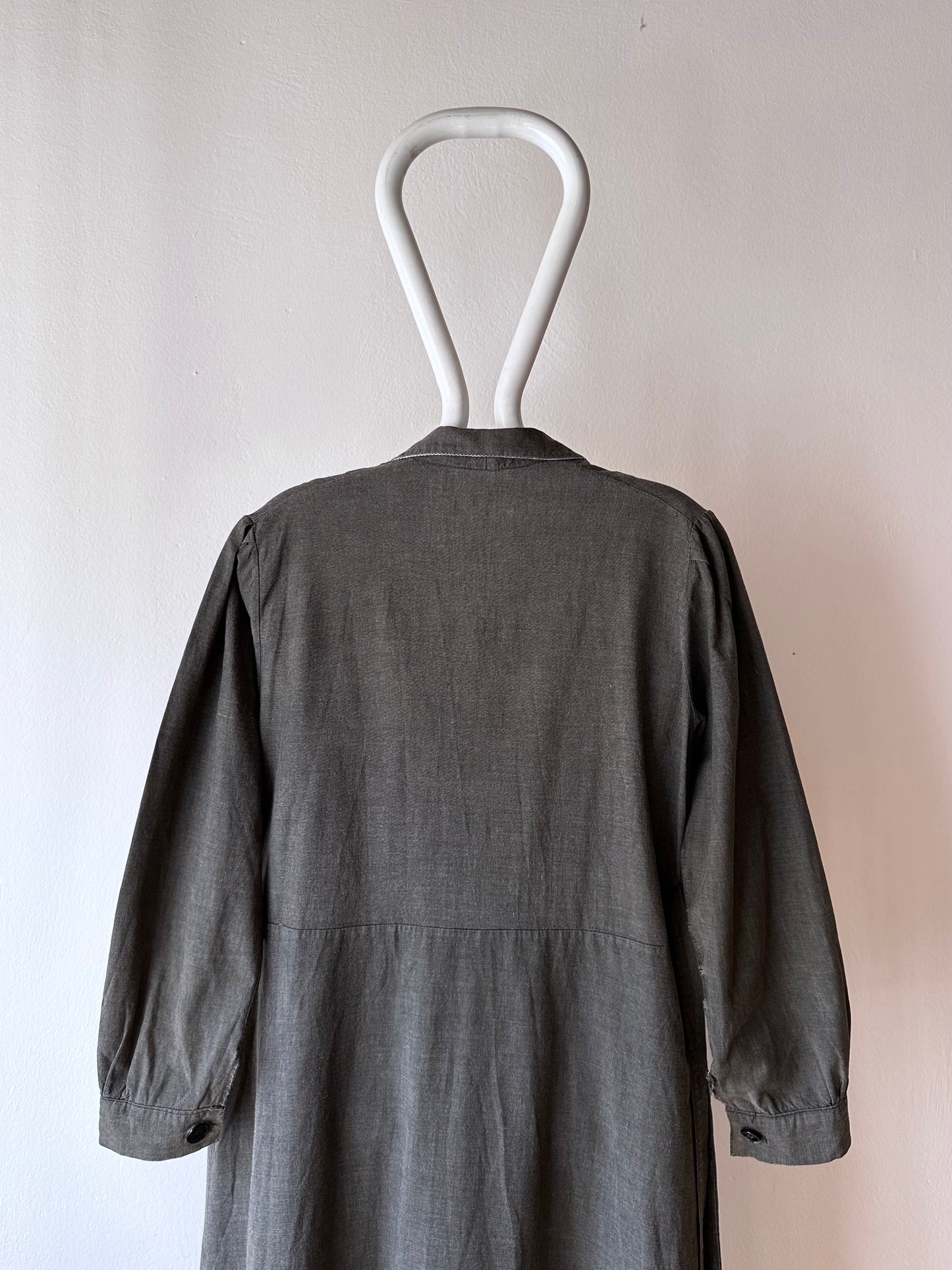 French vintage black chambray shirt dress