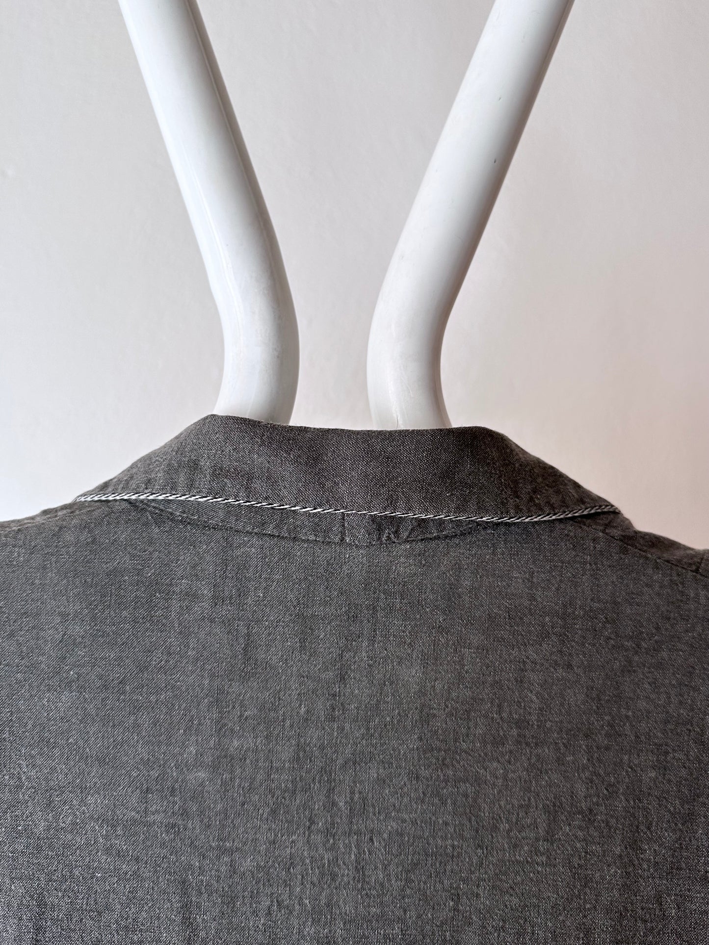 French vintage black chambray shirt dress