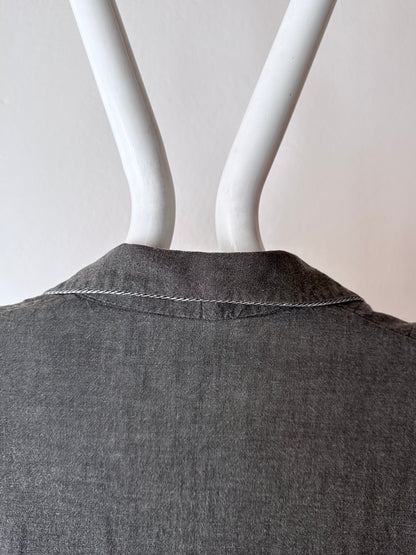 French vintage black chambray shirt dress