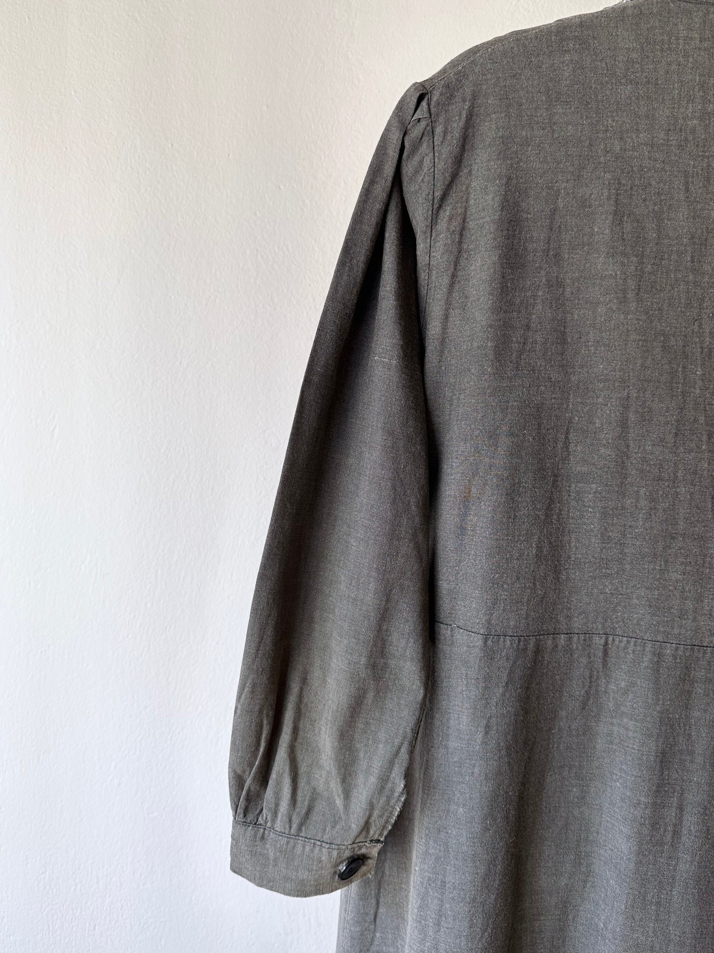 French vintage black chambray shirt dress