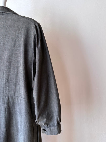 French vintage black chambray shirt dress