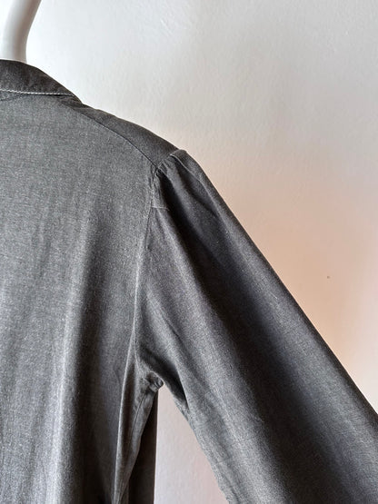 French vintage black chambray shirt dress