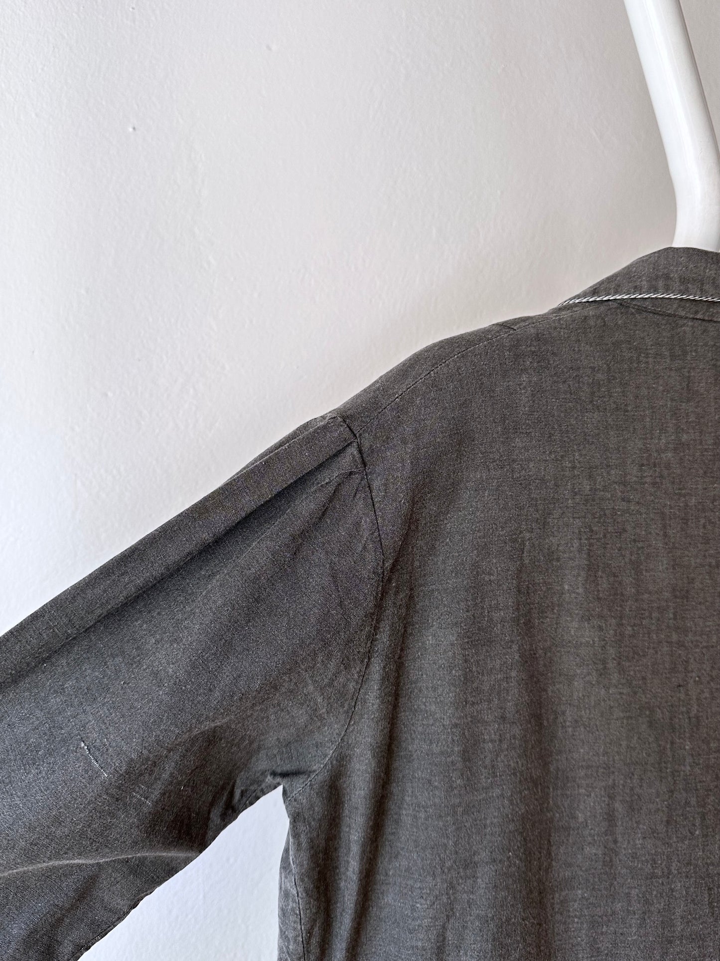 French vintage black chambray shirt dress