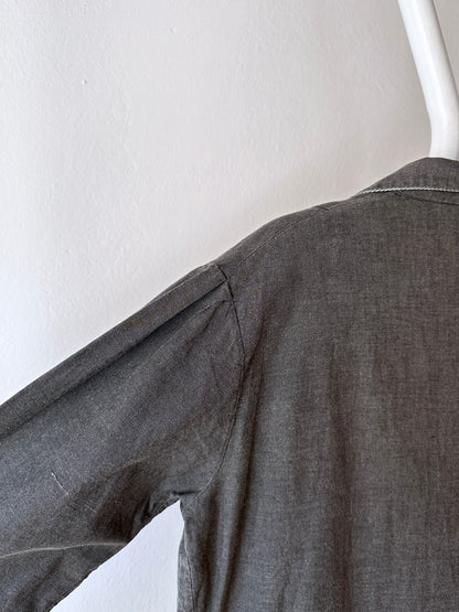 French vintage black chambray shirt dress