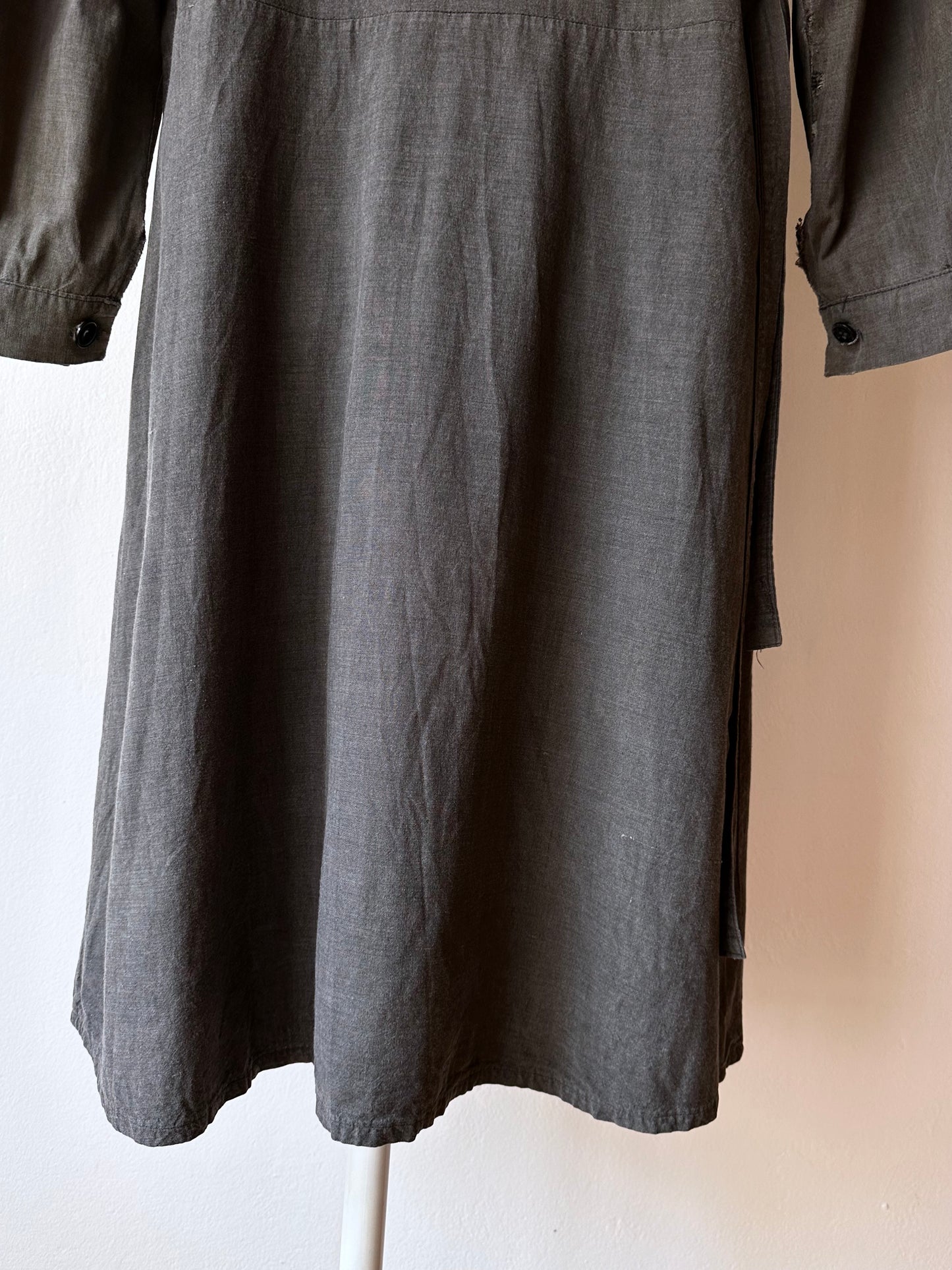 French vintage black chambray shirt dress