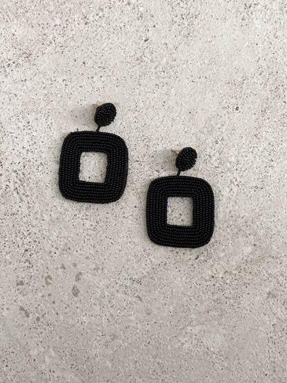 handmade black beads earrings