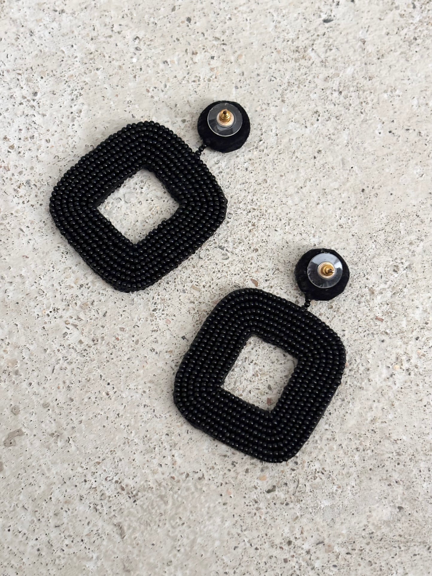 handmade black beads earrings