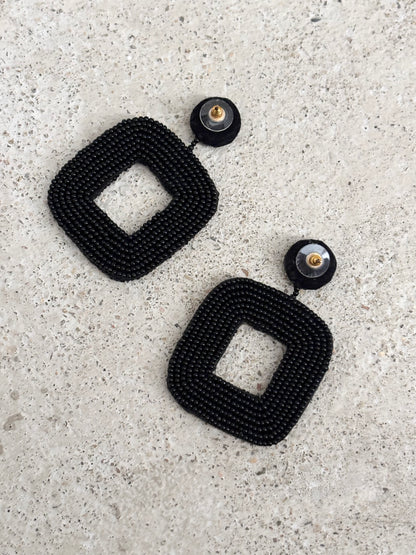 handmade black beads earrings