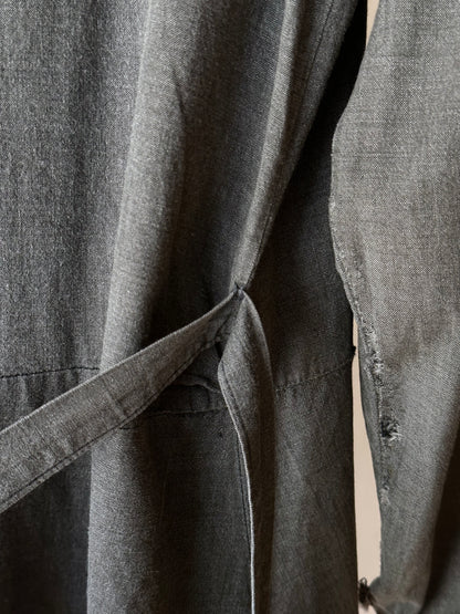 French vintage black chambray shirt dress