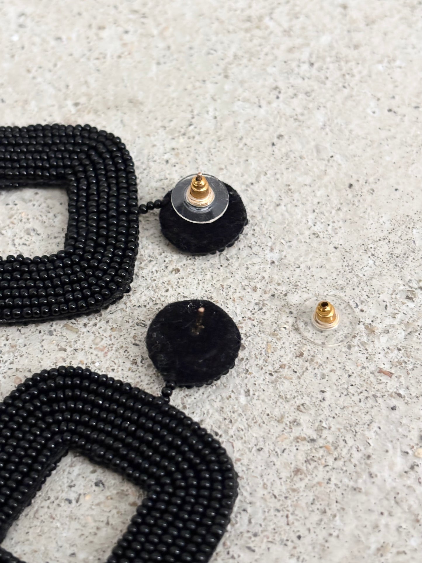 handmade black beads earrings