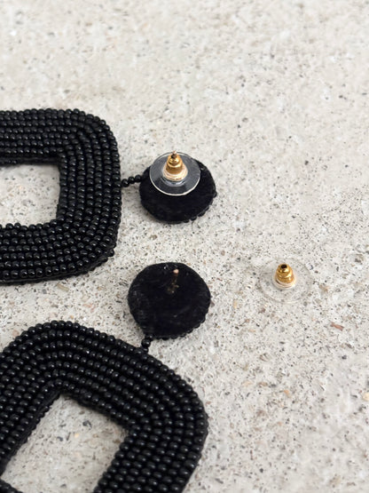 handmade black beads earrings