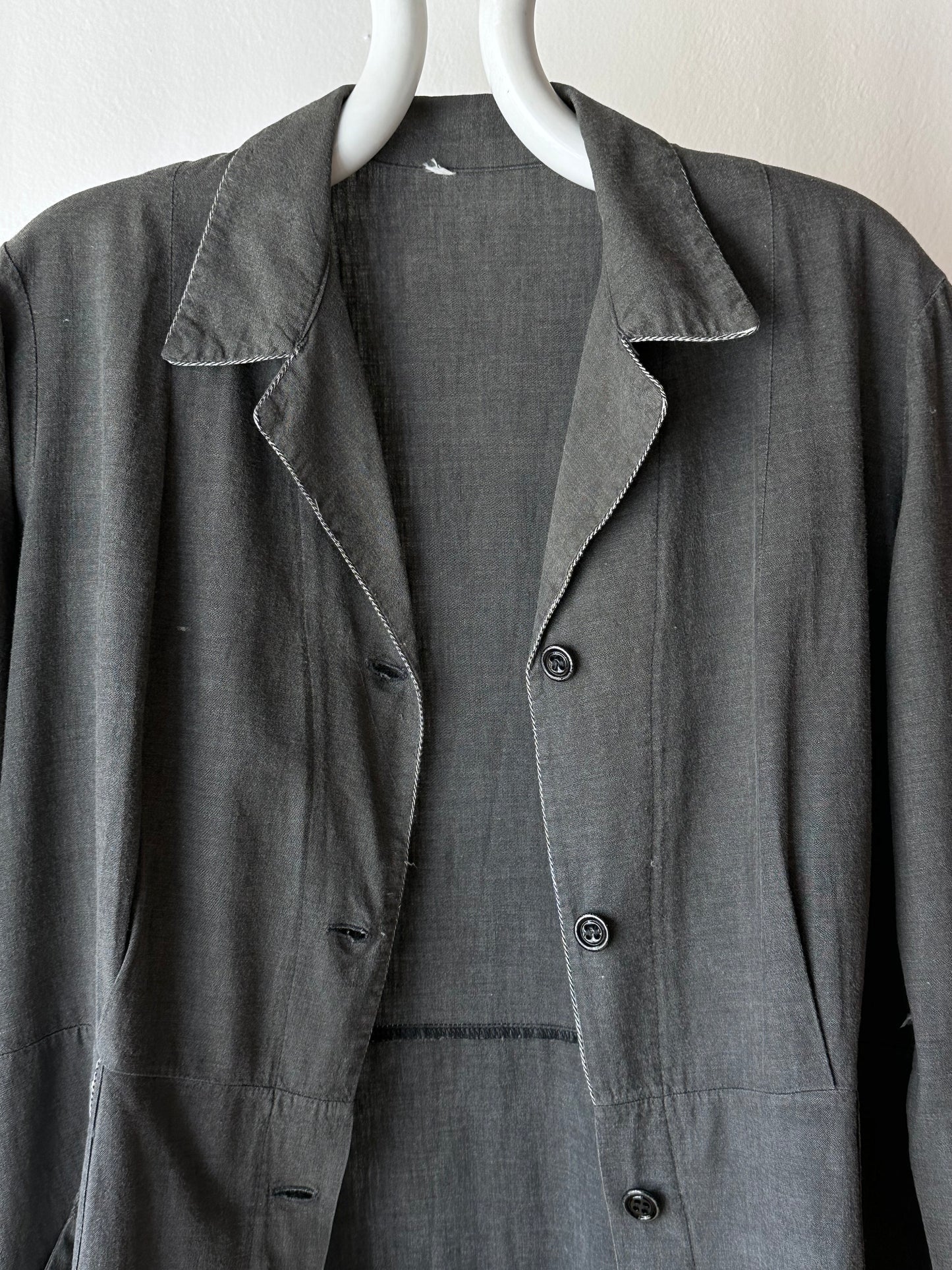 French vintage black chambray shirt dress