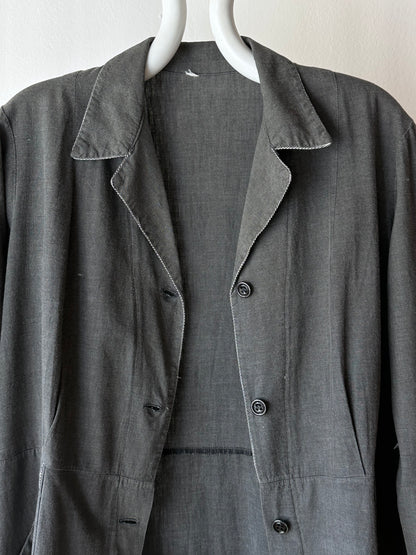 French vintage black chambray shirt dress