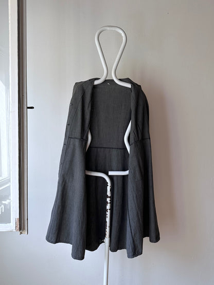 French vintage black chambray shirt dress