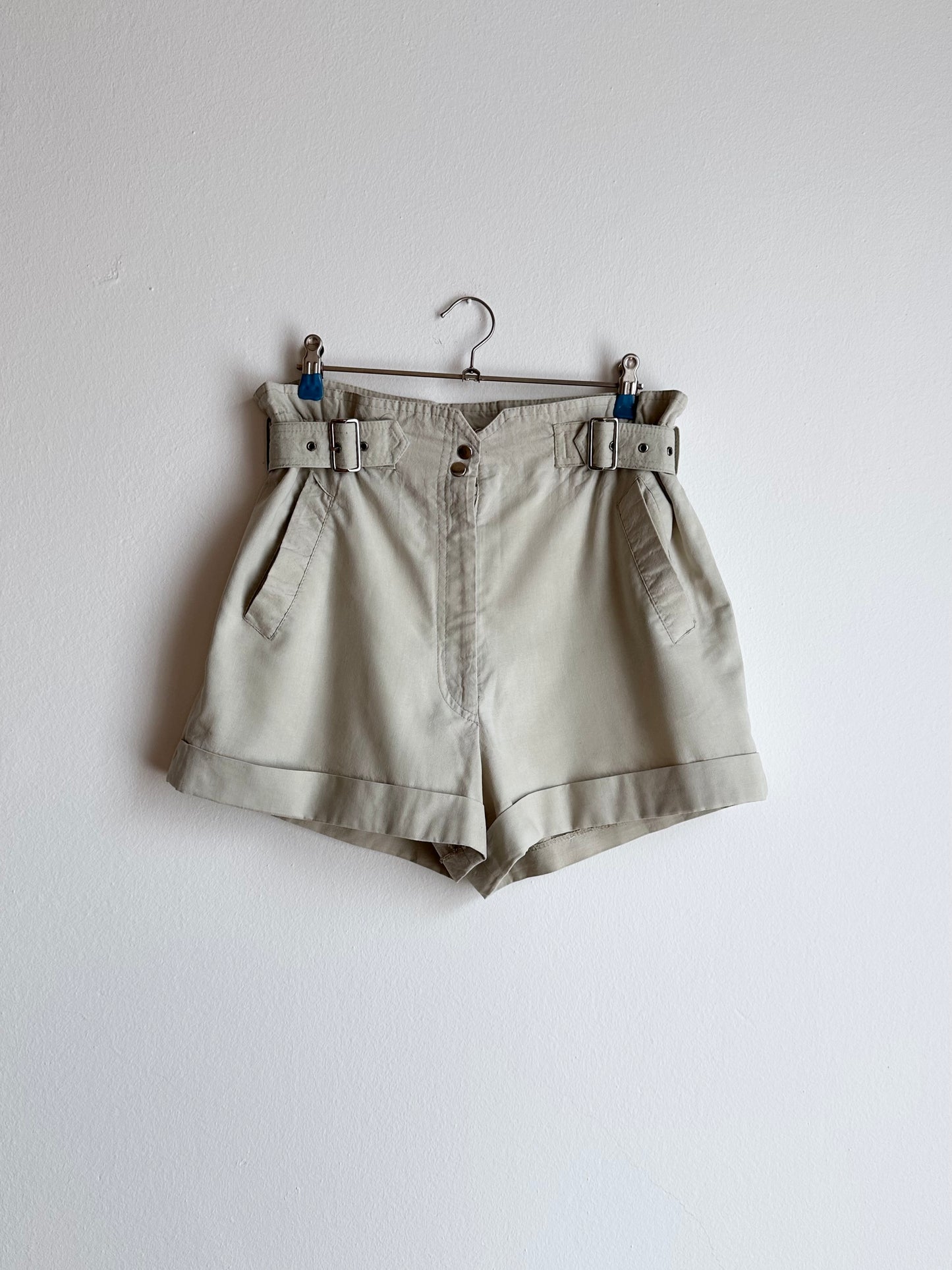 belted cotton shorts