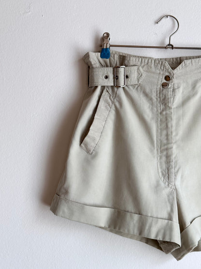 belted cotton shorts
