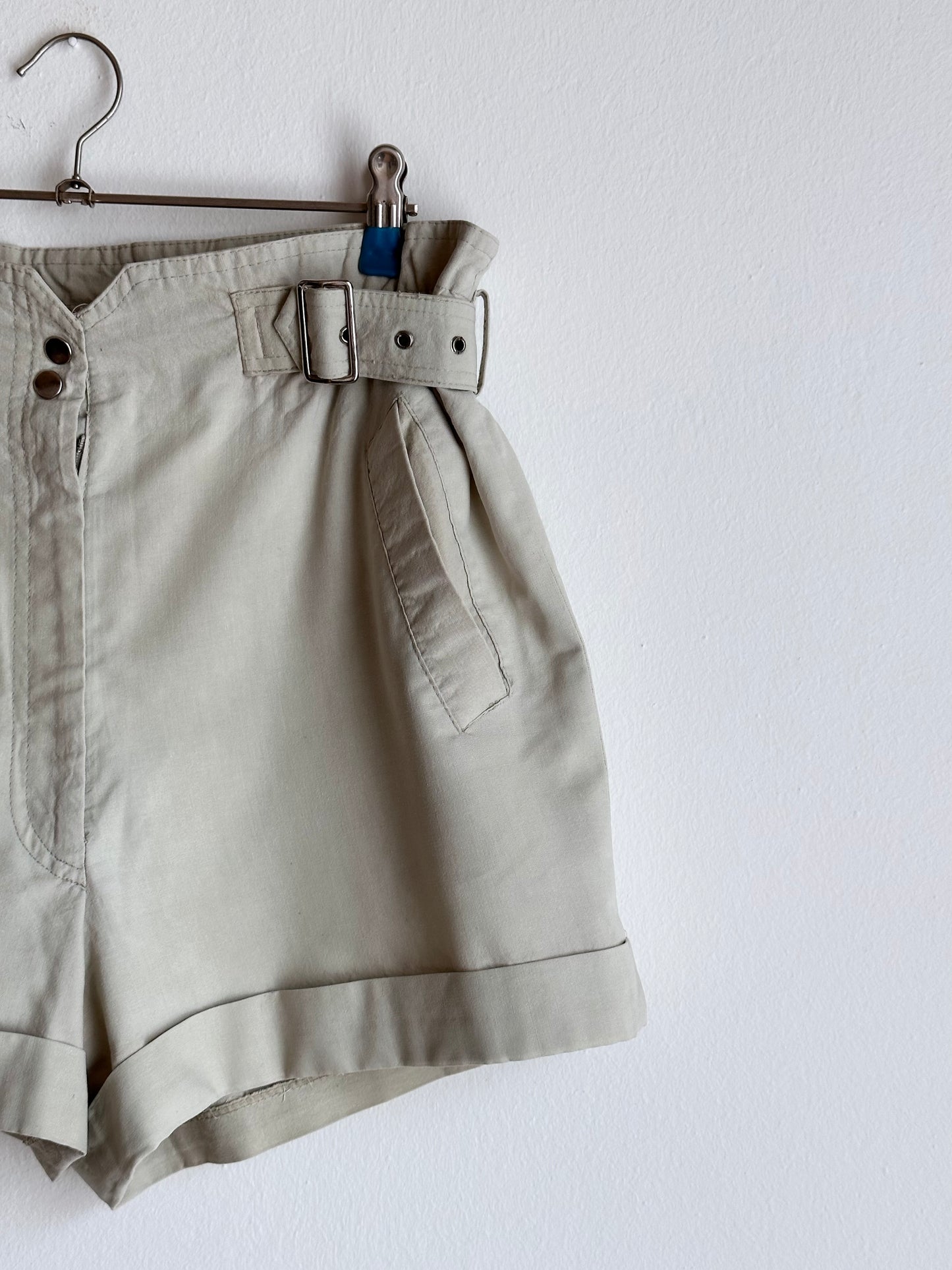 belted cotton shorts