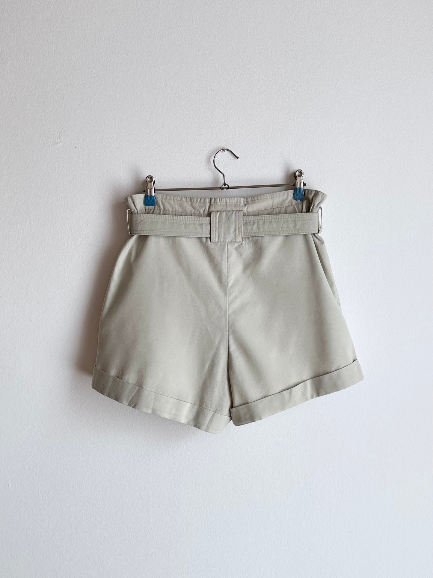 belted cotton shorts