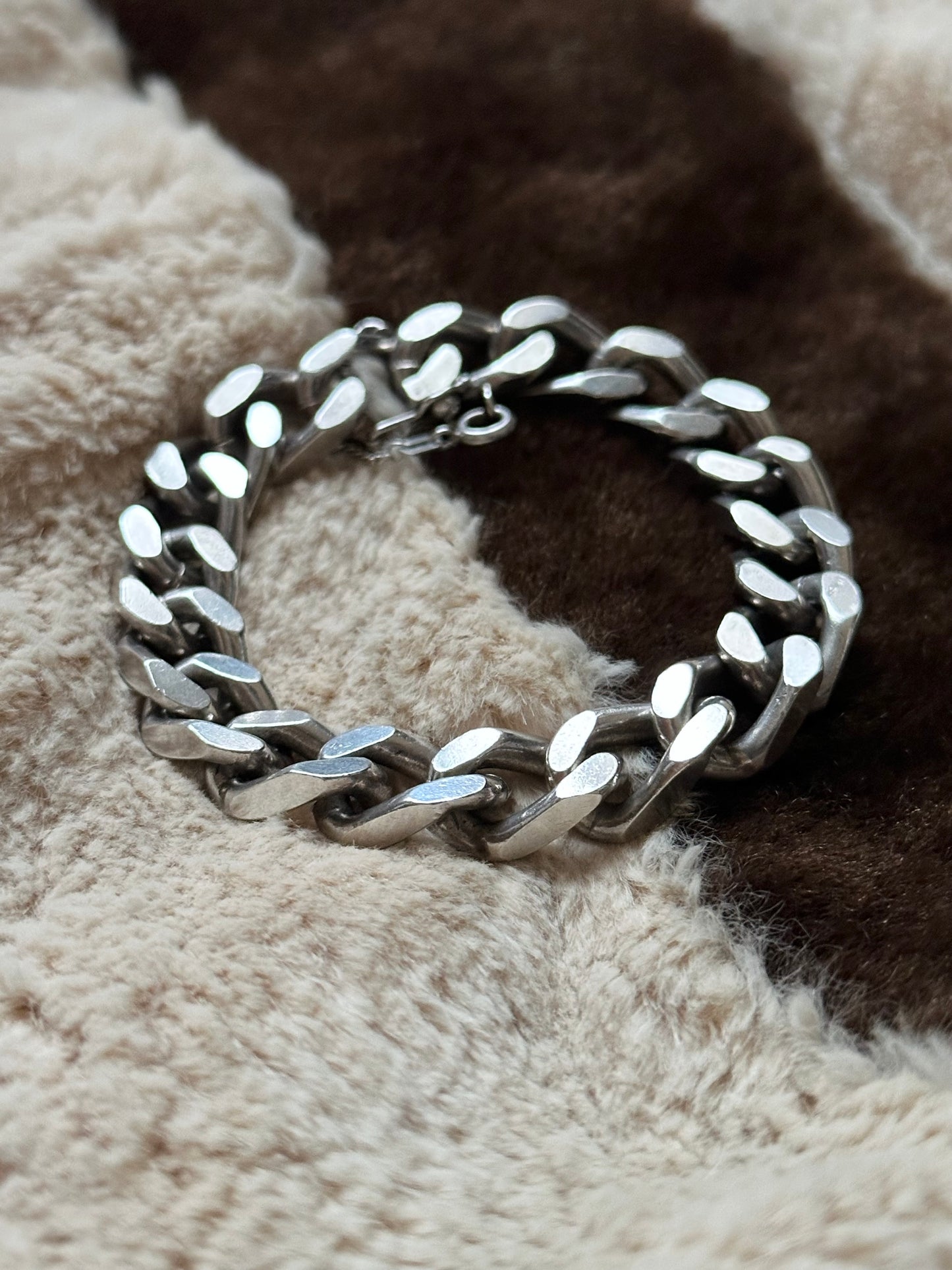 German silver 835 bold curb chain bracelet