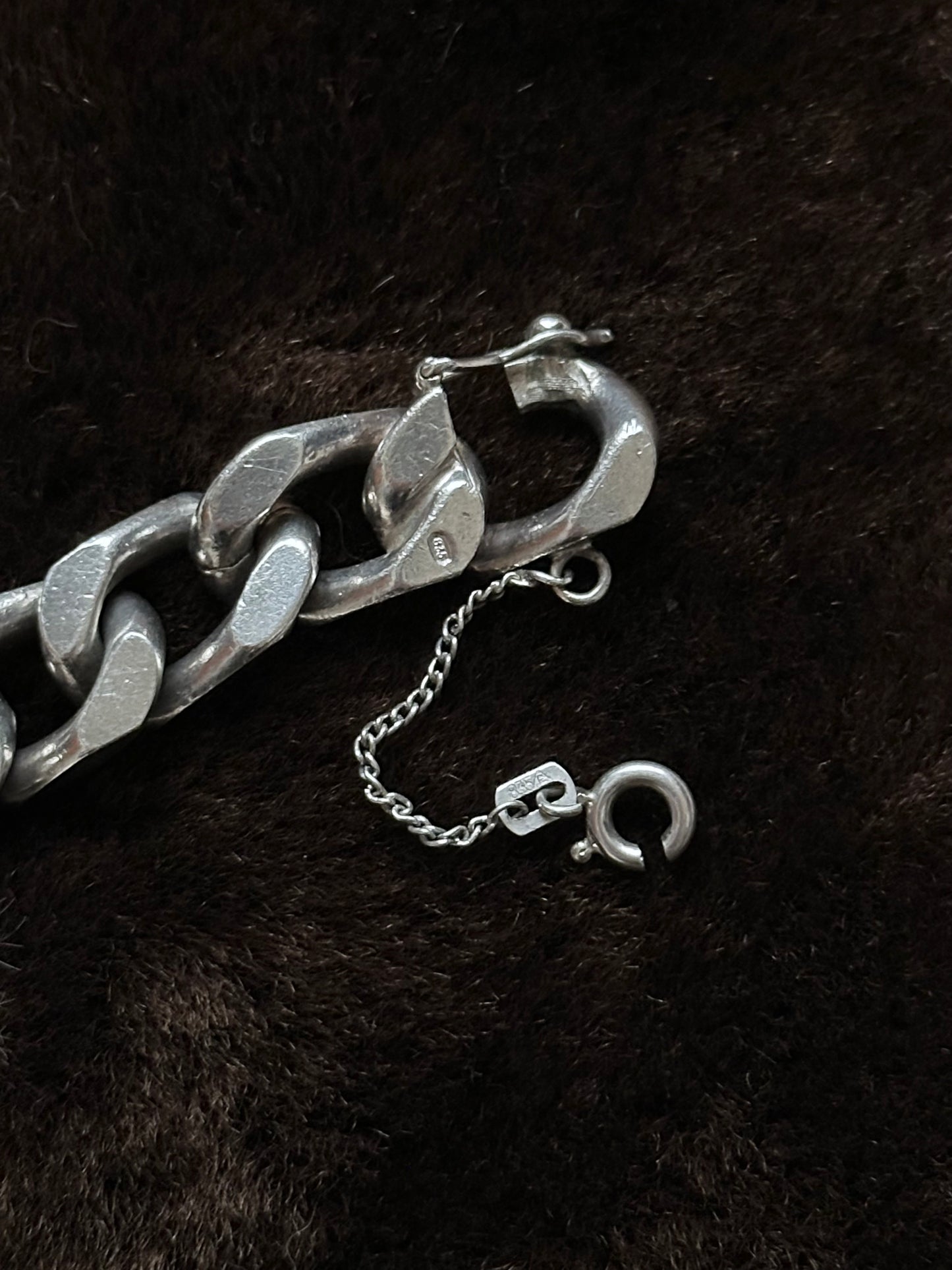 German silver 835 bold curb chain bracelet