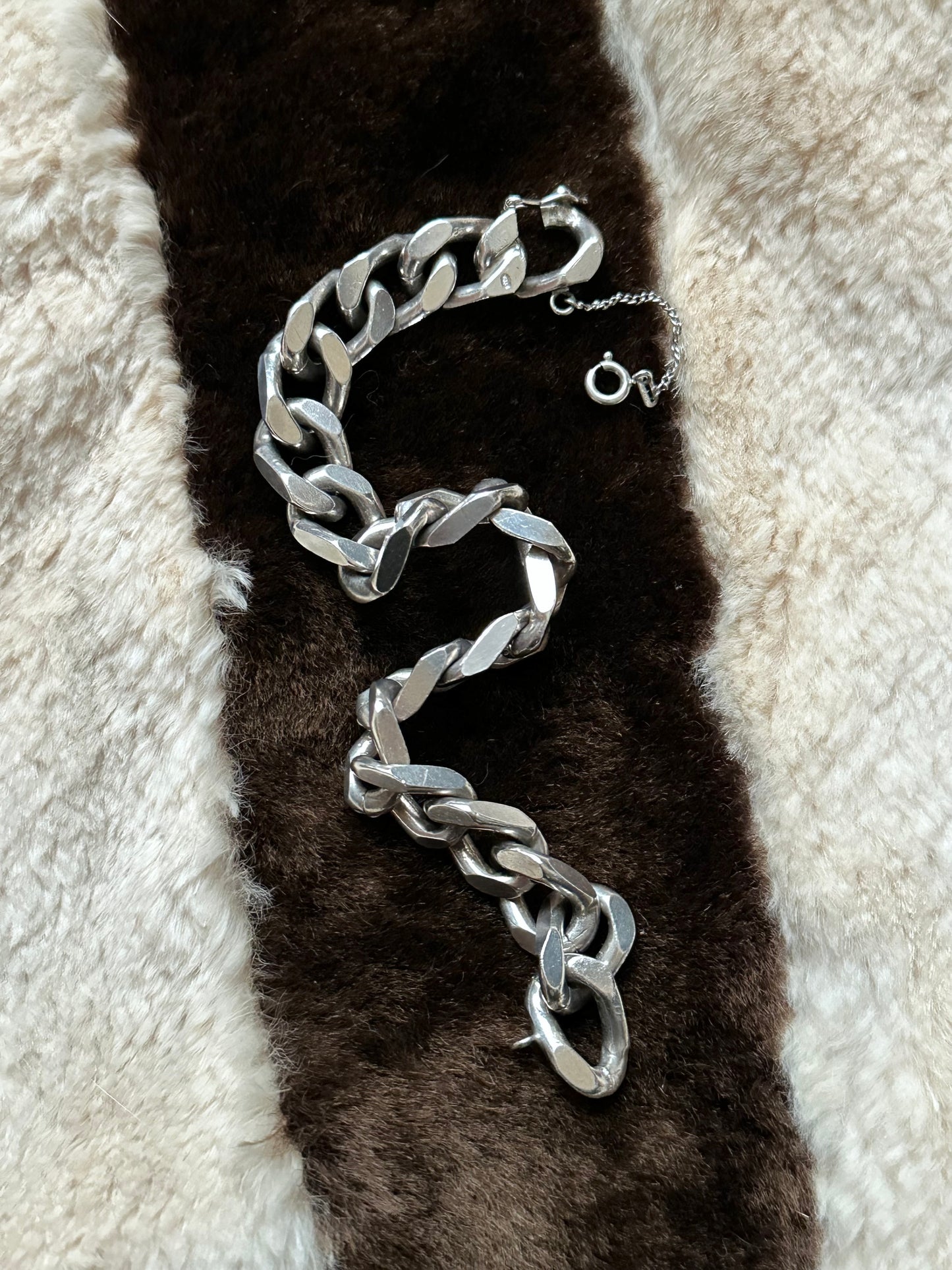 German silver 835 bold curb chain bracelet