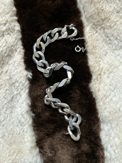 German silver 835 bold curb chain bracelet