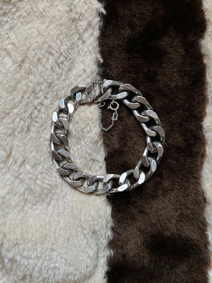 German silver 835 bold curb chain bracelet